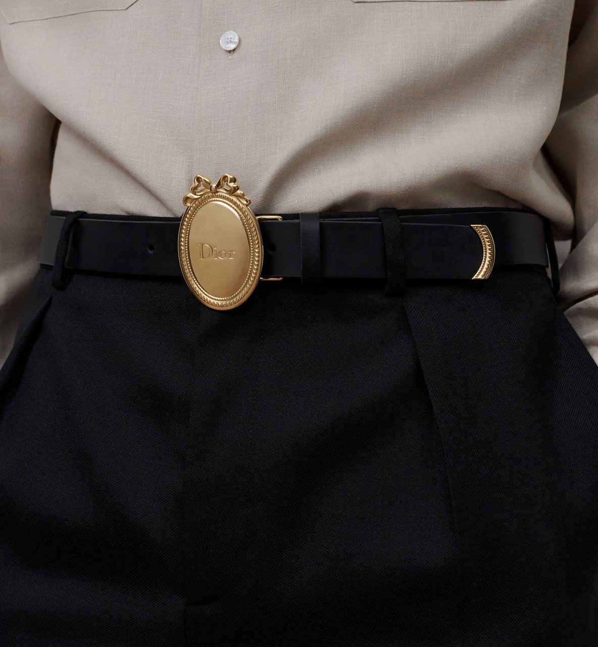 Dior Plaque Black Oval Buckle Belt Rood