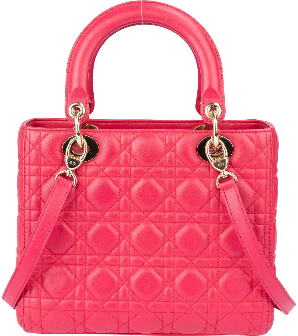 Dior Christian Dior Quilted Leather Lady Dior Handbag Rood