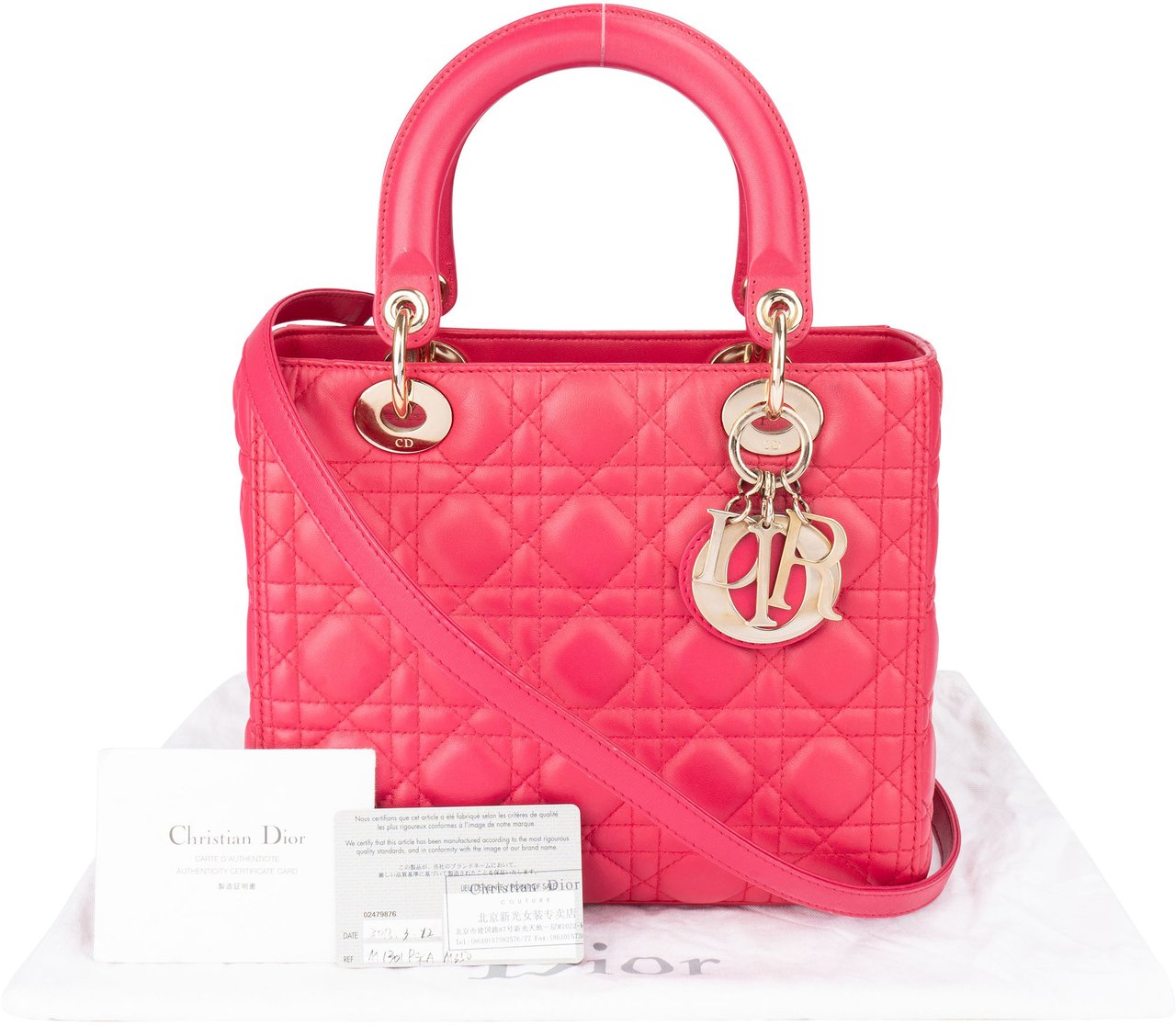Dior Christian Dior Quilted Leather Lady Dior Handbag Rood