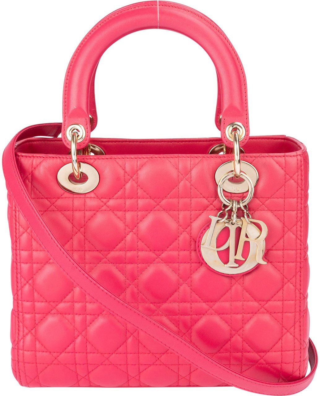 Dior Christian Dior Quilted Leather Lady Dior Handbag Rood