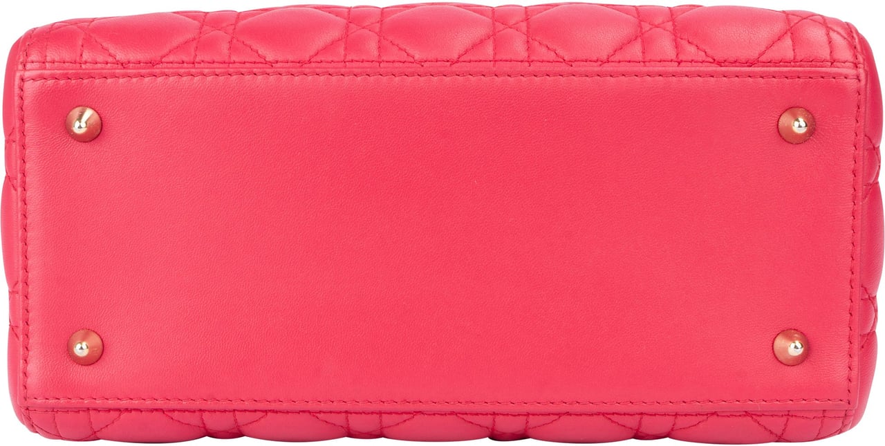 Dior Christian Dior Quilted Leather Lady Dior Handbag Rood