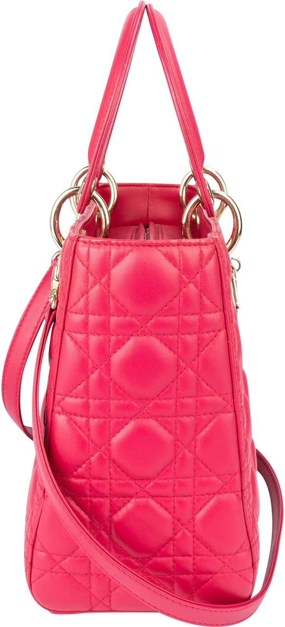 Dior Christian Dior Quilted Leather Lady Dior Handbag Rood