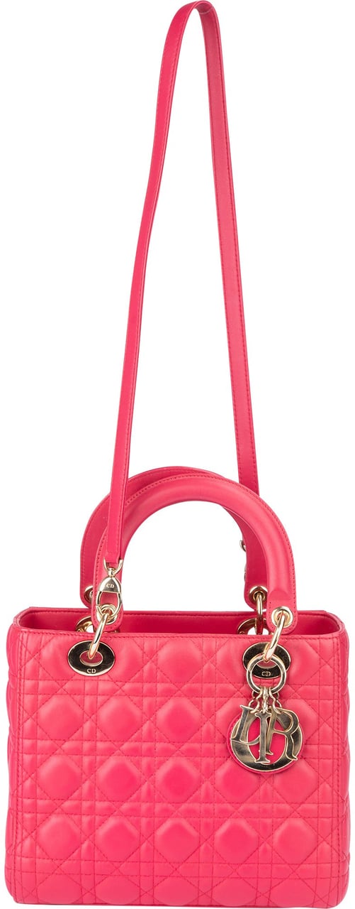 Dior Christian Dior Quilted Leather Lady Dior Handbag Rood