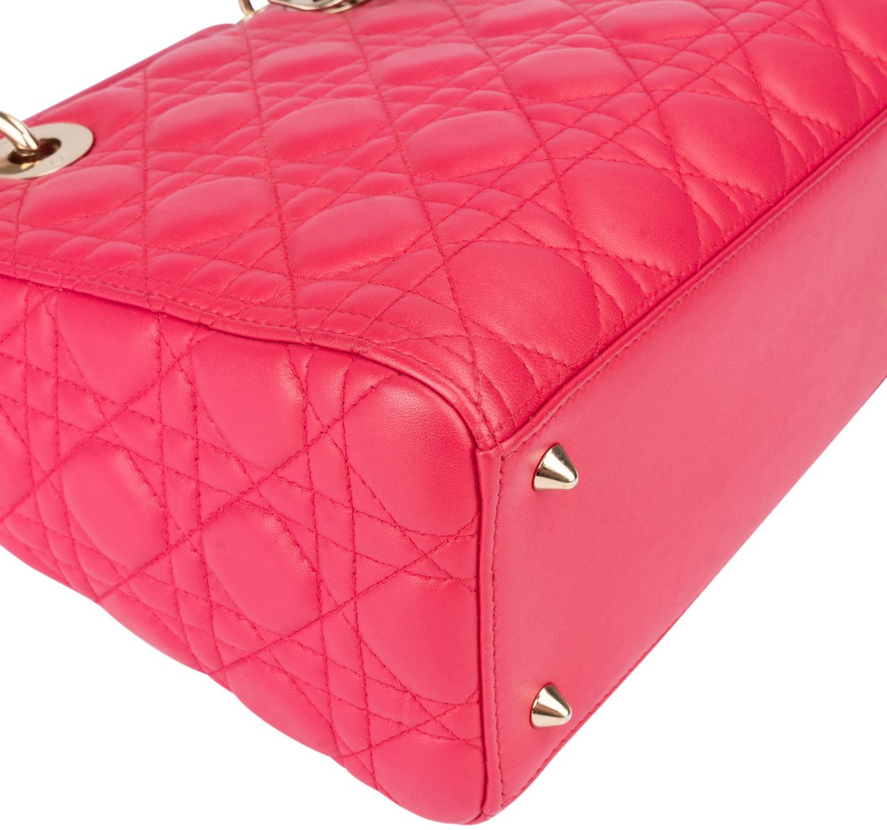 Dior Christian Dior Quilted Leather Lady Dior Handbag Rood