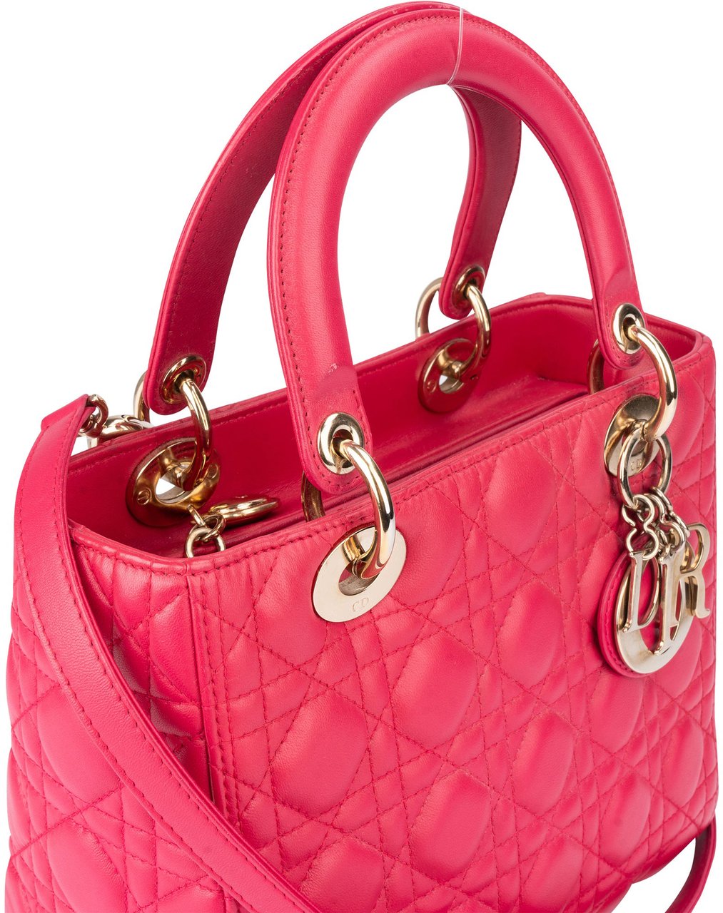 Dior Christian Dior Quilted Leather Lady Dior Handbag Rood