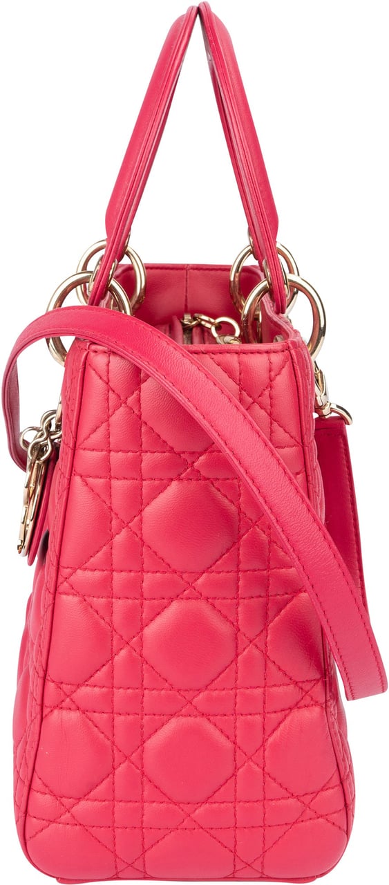 Dior Christian Dior Quilted Leather Lady Dior Handbag Rood