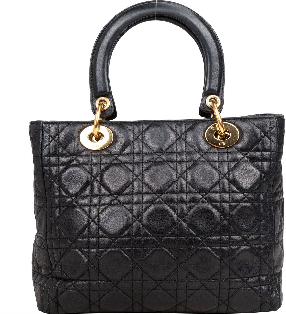Dior Christian Dior Quilted Leather Lady Dior Handbag Zwart