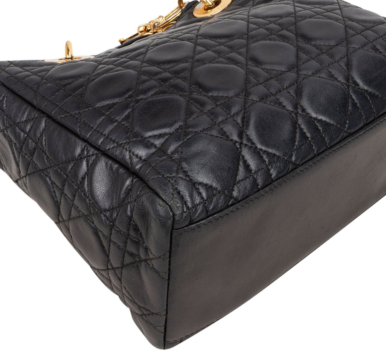 Dior Christian Dior Quilted Leather Lady Dior Handbag Zwart