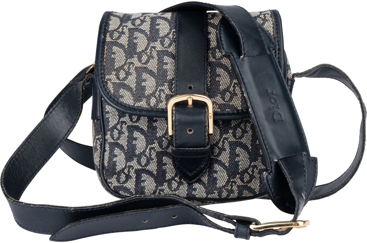 Dior Christian Dior Trotter Monogram Crossbody Bag Blauw