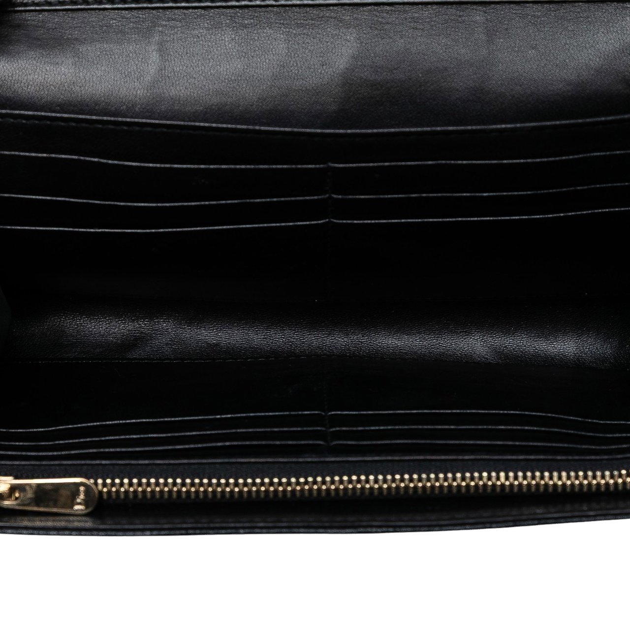 Dior Grained Calfskin Diorama Croisiere Wallet on Chain Zwart