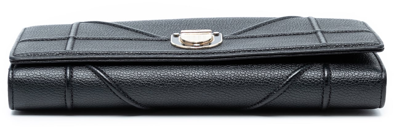 Dior Grained Calfskin Diorama Croisiere Wallet on Chain Zwart