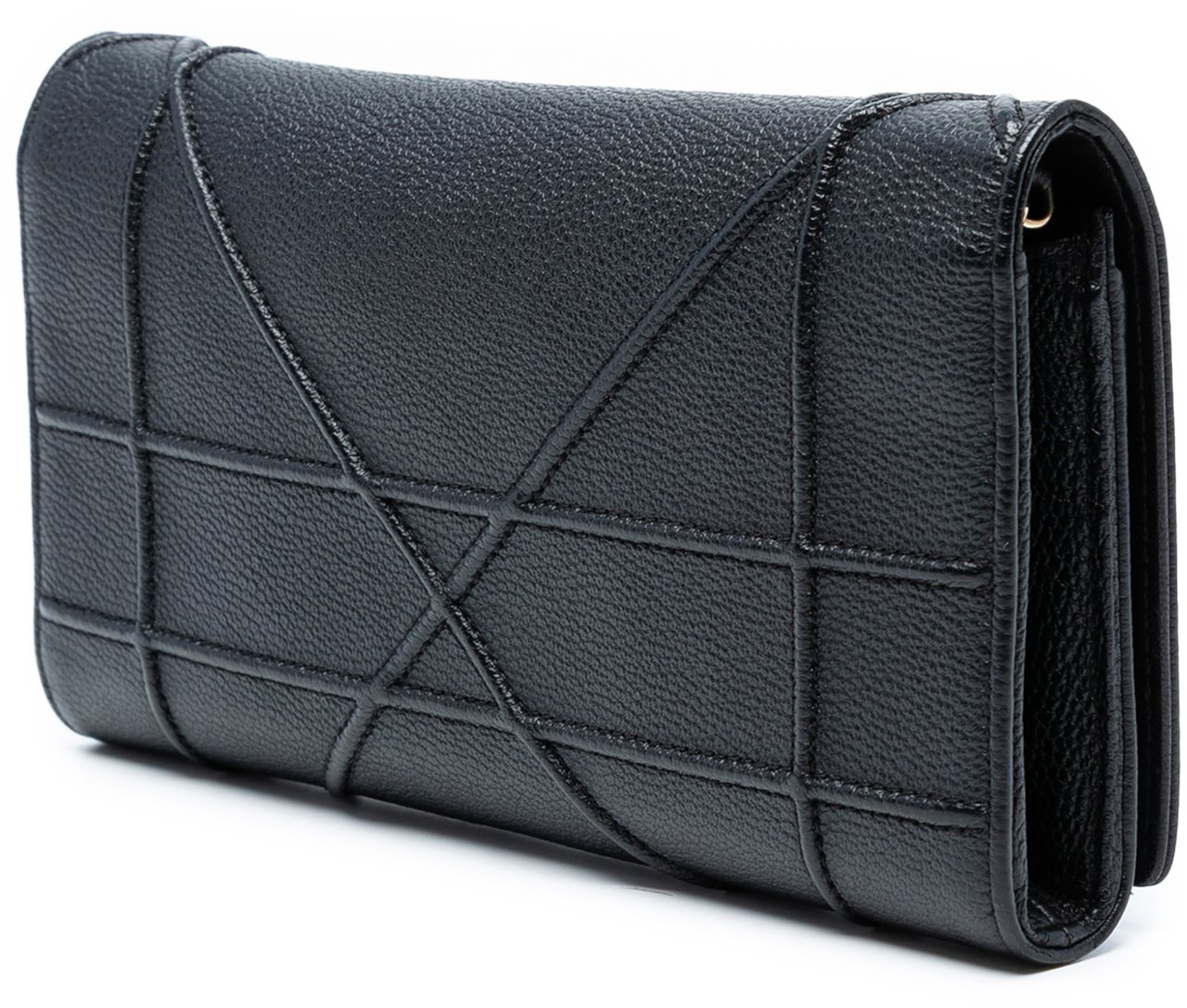 Dior Grained Calfskin Diorama Croisiere Wallet on Chain Zwart