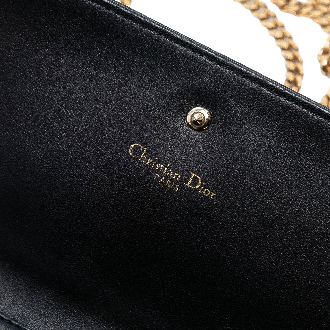 Dior Grained Calfskin Diorama Croisiere Wallet on Chain Zwart