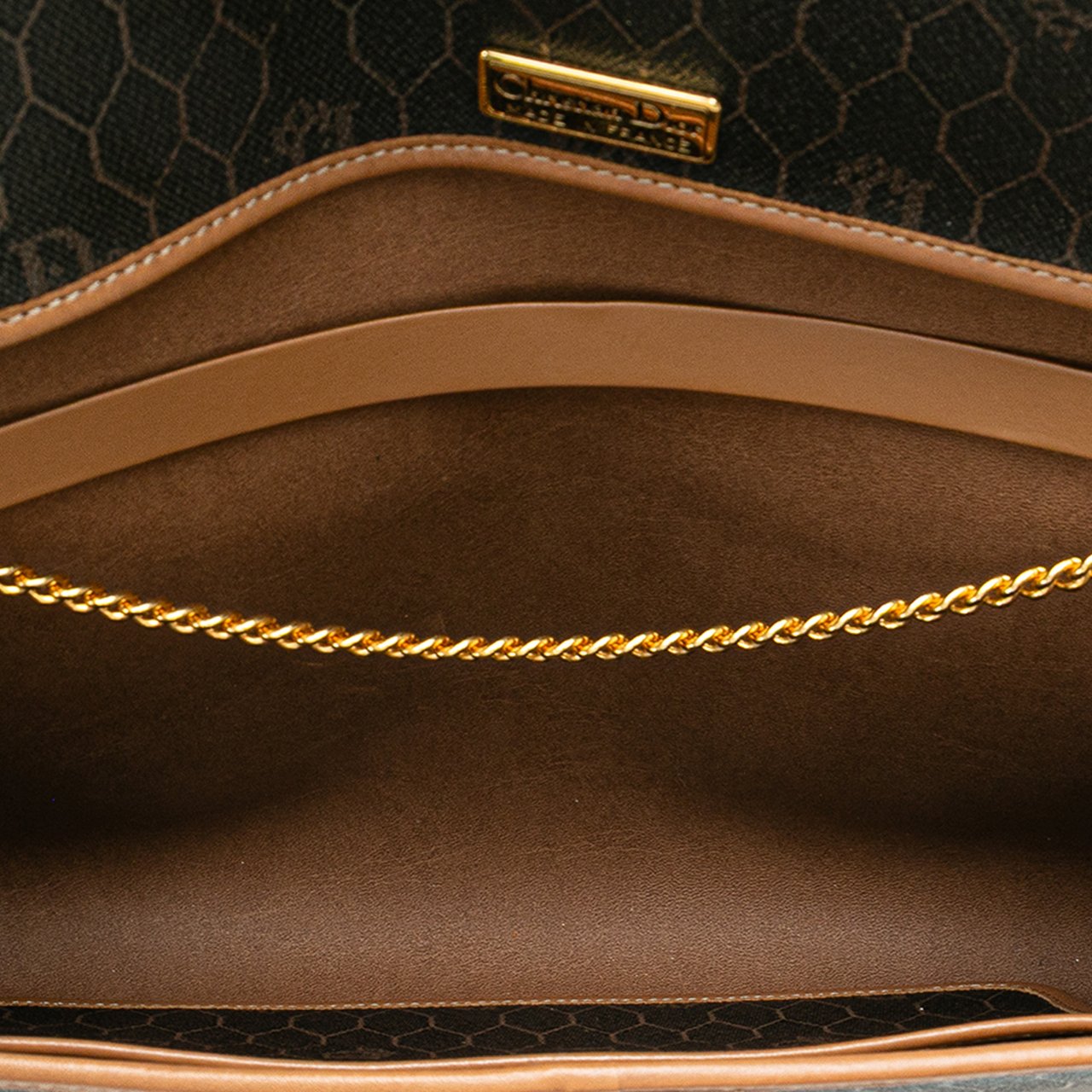 Dior Honeycomb Coated Canvas Chain Shoulder Bag Zwart