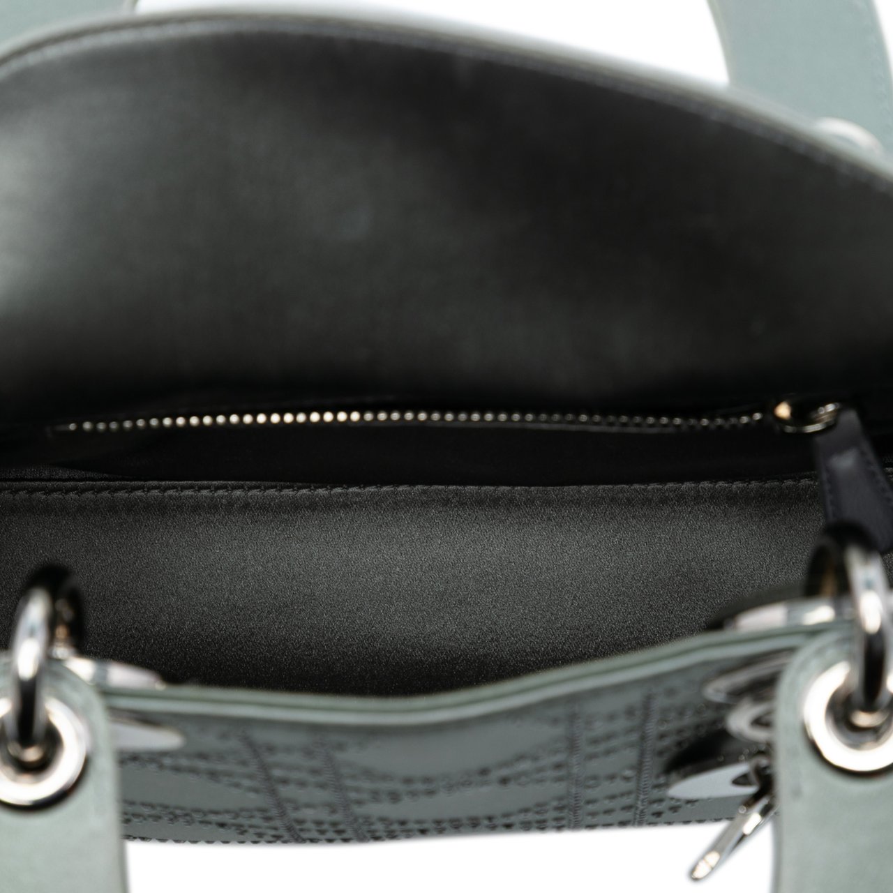 Dior Mini Satin Cannage Strass Crystal Embellished Lady Dior Grijs