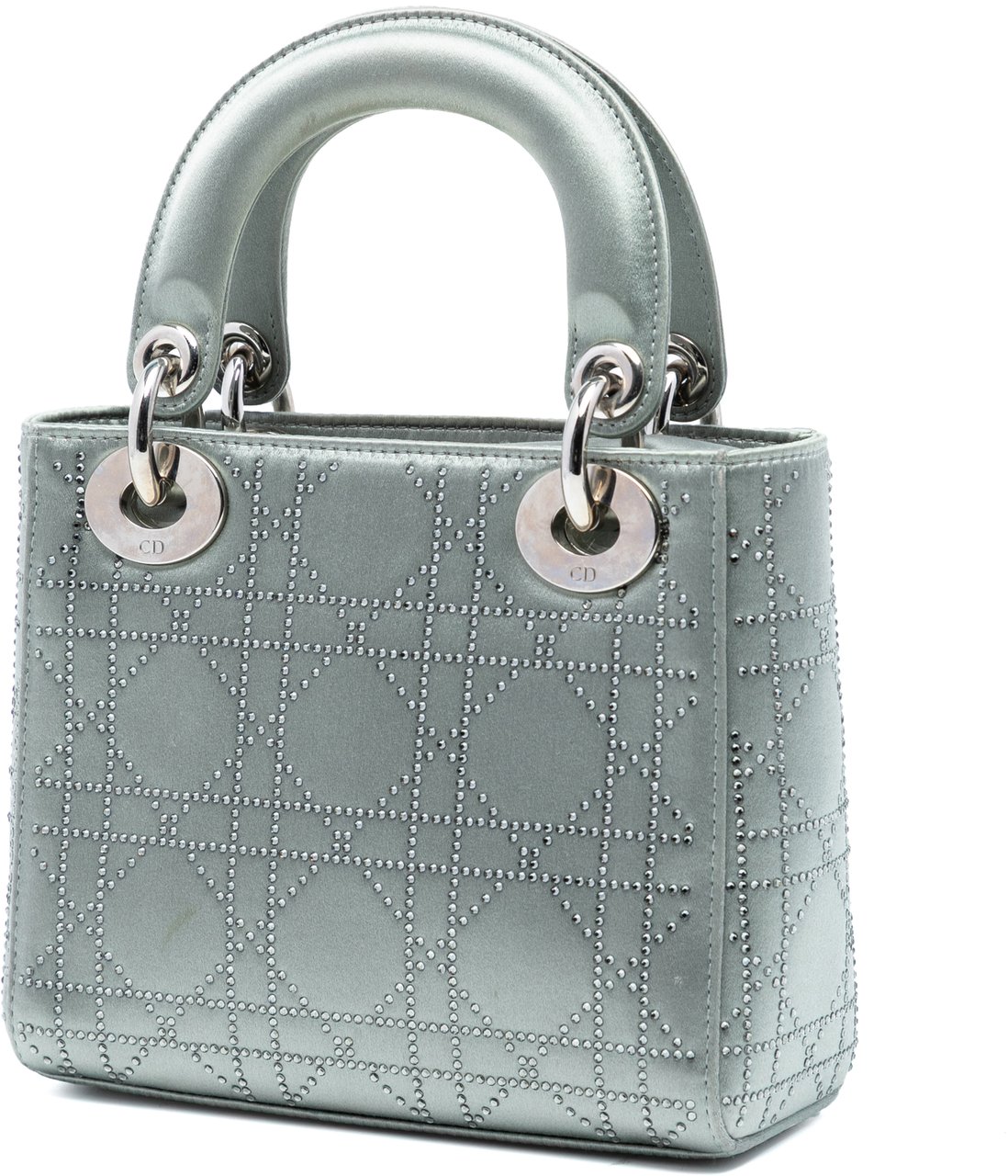 Dior Mini Satin Cannage Strass Crystal Embellished Lady Dior Grijs