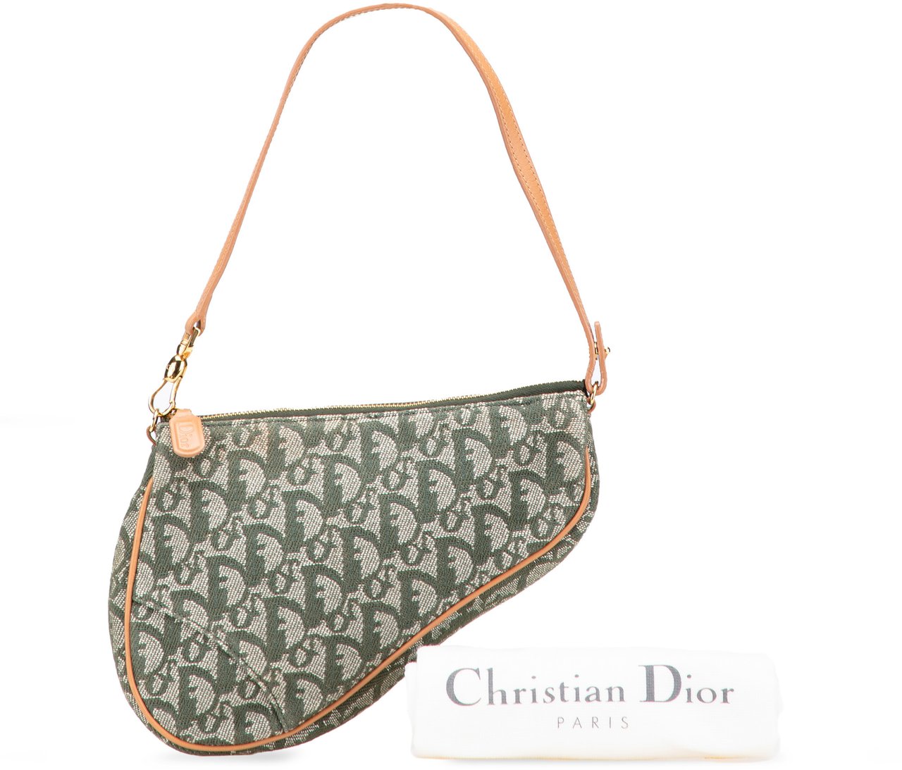 Dior Mini Diorissimo Canvas Saddle Pochette Groen