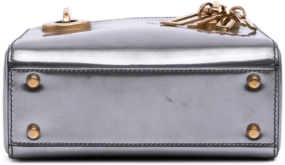 Dior Mini Metallic Glazed Calfskin Lady Dior Zilver
