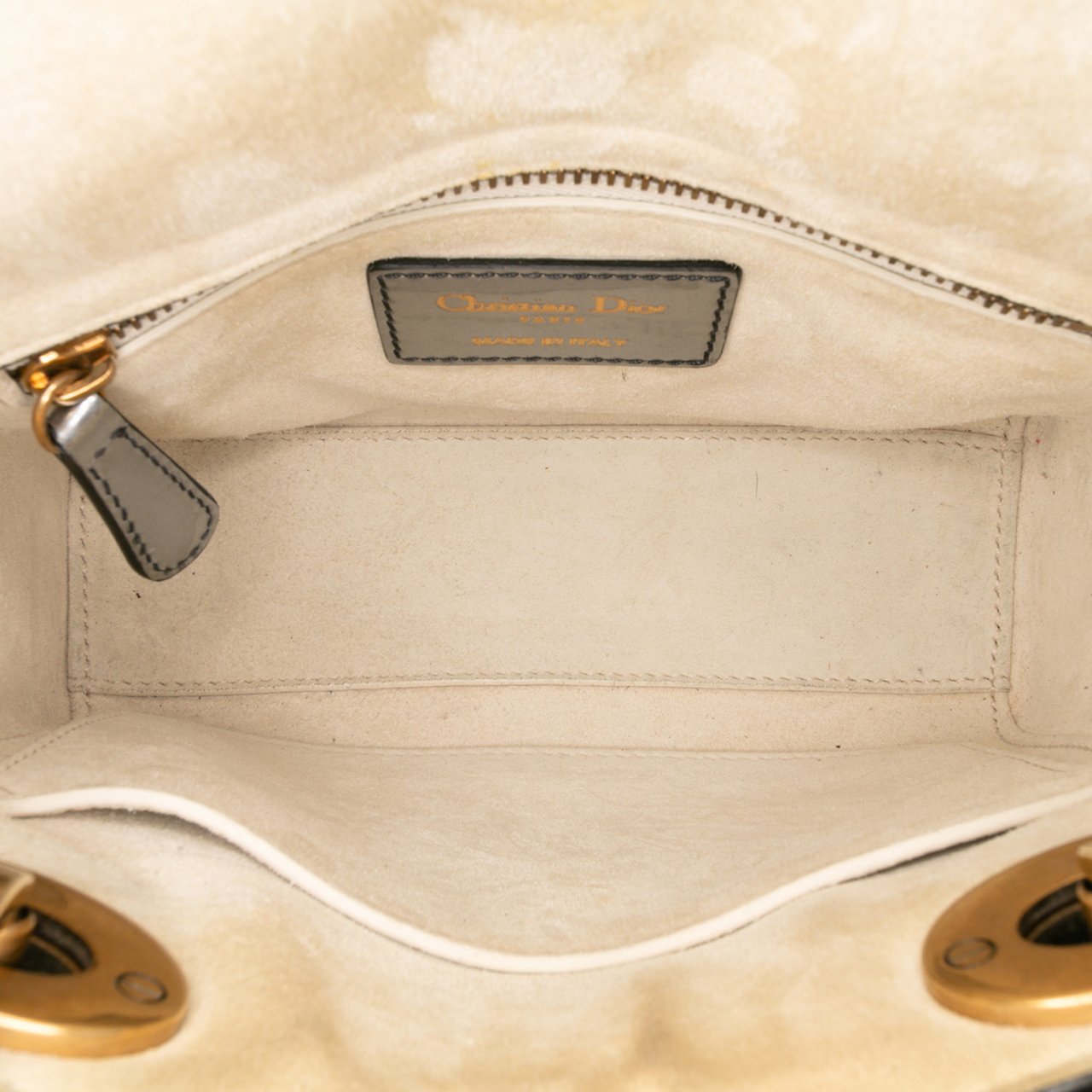 Dior Mini Metallic Glazed Calfskin Lady Dior Zilver