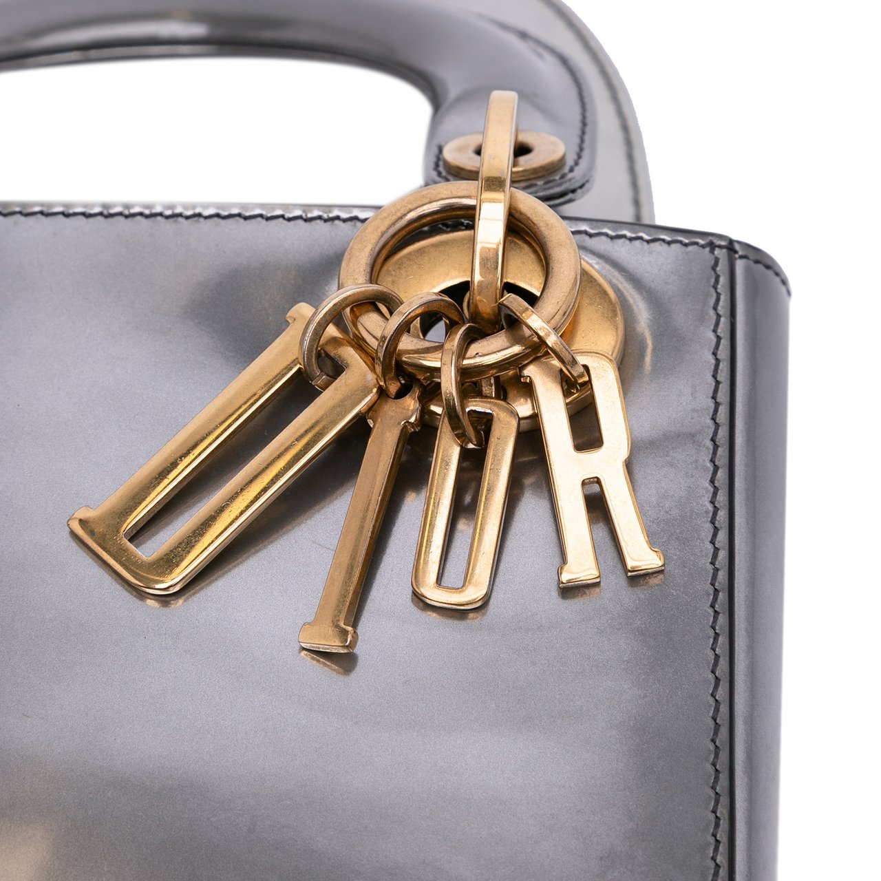 Dior Mini Metallic Glazed Calfskin Lady Dior Zilver