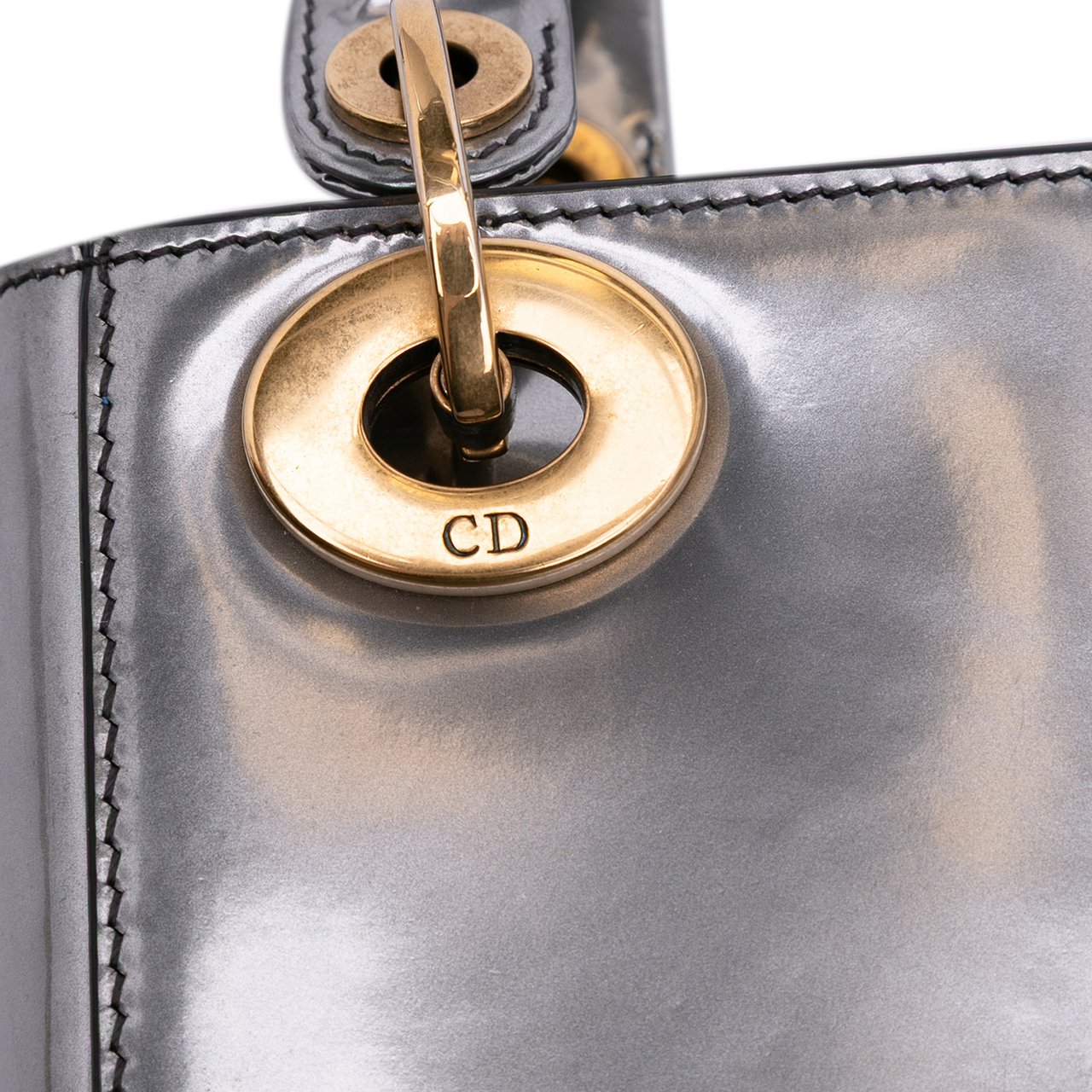 Dior Mini Metallic Glazed Calfskin Lady Dior Zilver