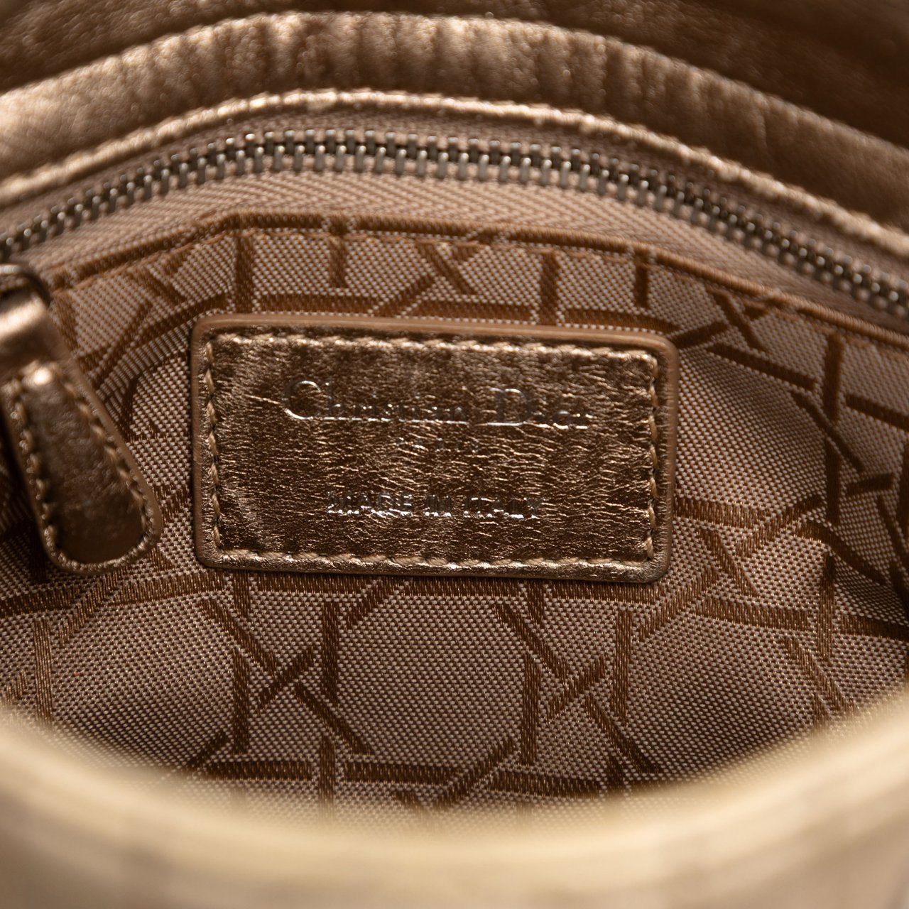 Dior Mini Metallic Lambskin Cannage Lady Dior Goud
