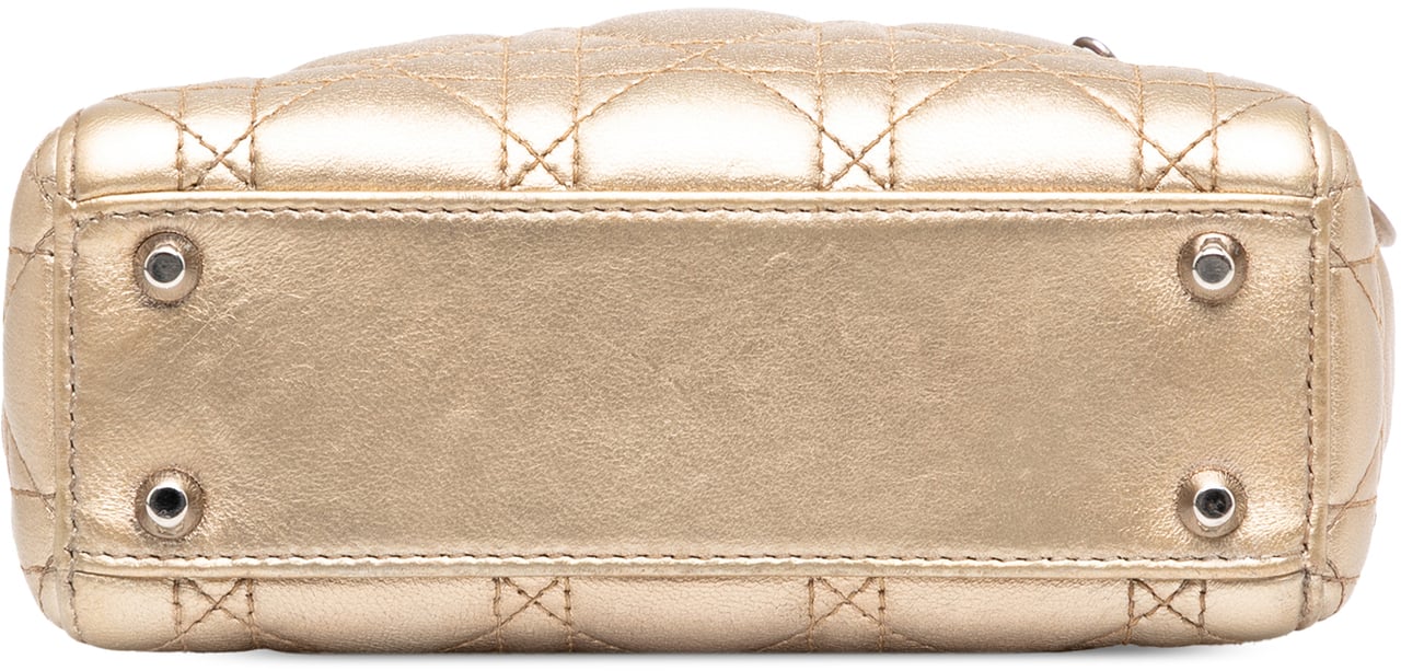 Dior Mini Metallic Lambskin Cannage Lady Dior Goud