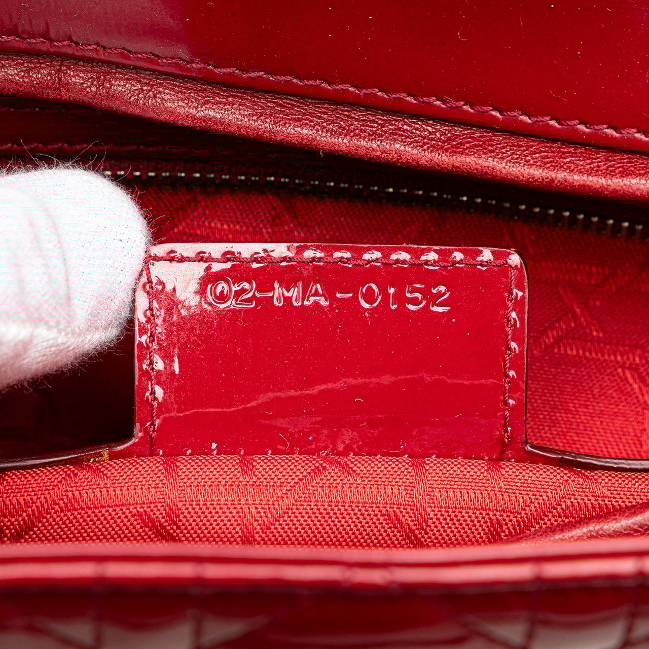 Dior Large Patent Cannage Lady Dior Rood