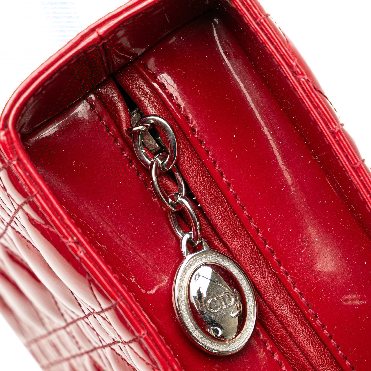 Dior Large Patent Cannage Lady Dior Rood