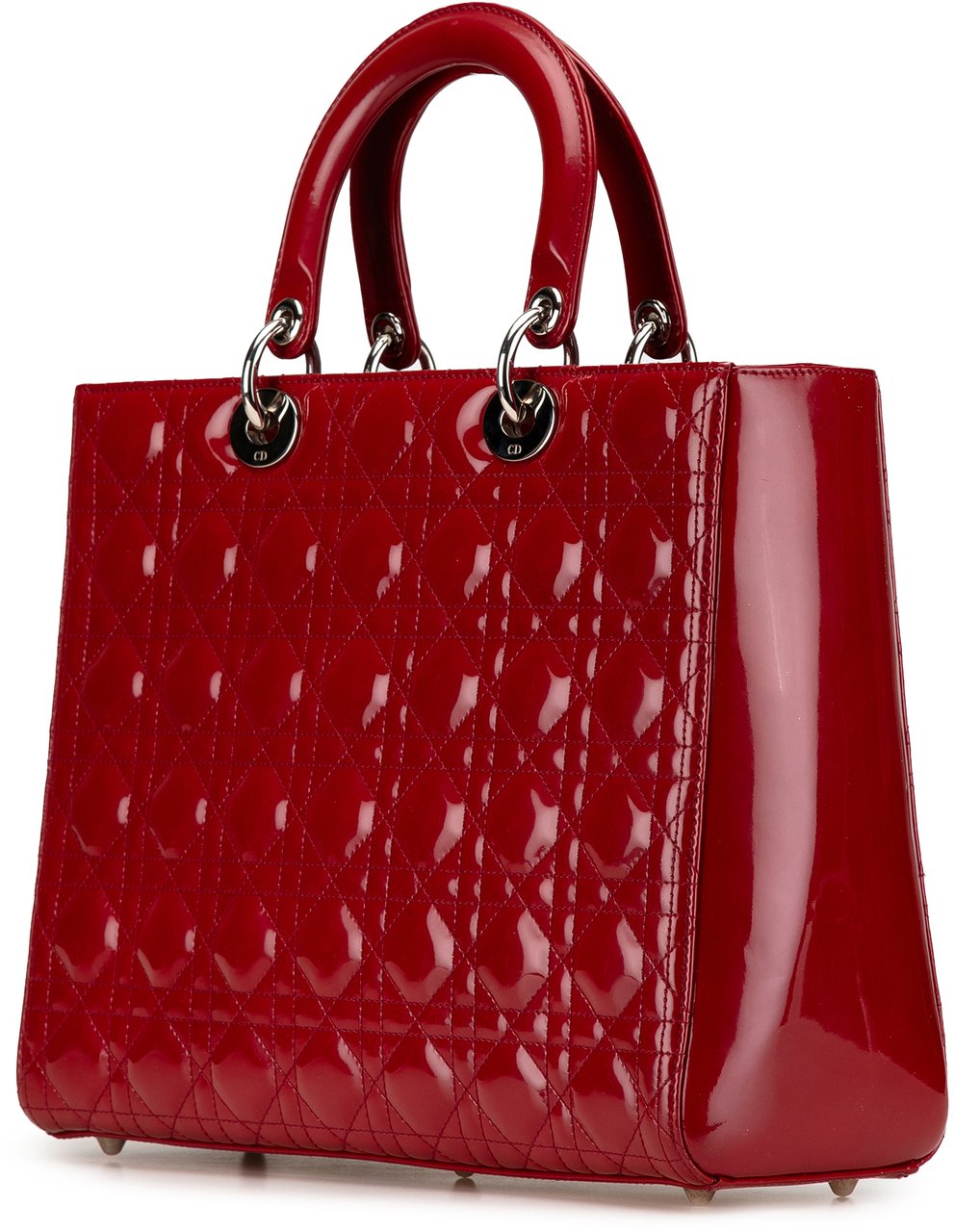Dior Large Patent Cannage Lady Dior Rood