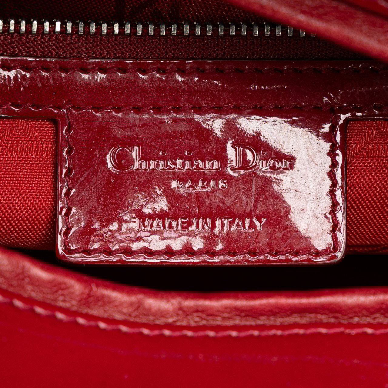 Dior Large Patent Cannage Lady Dior Rood