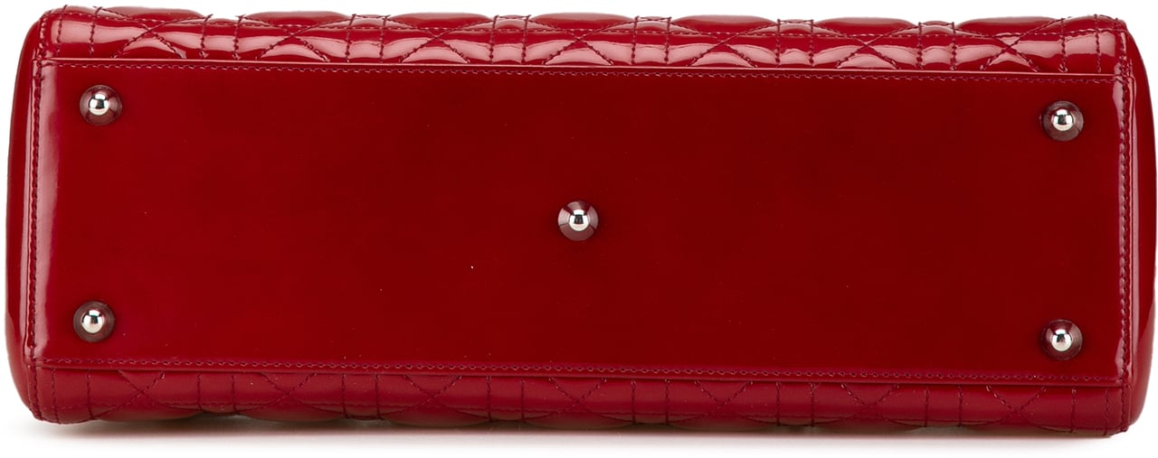 Dior Large Patent Cannage Lady Dior Rood