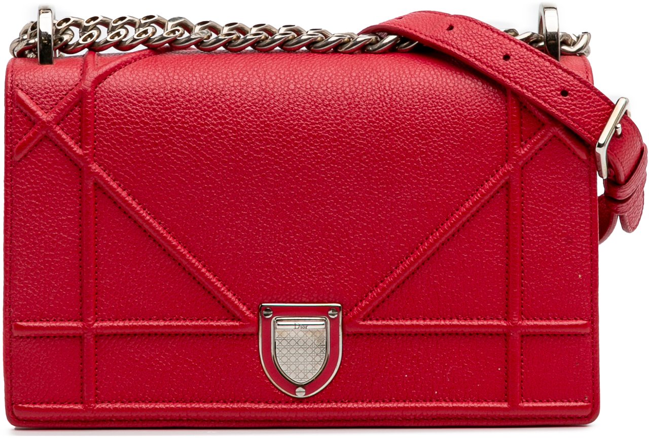 Dior Small Grained Calfskin Diorama Flap Rood