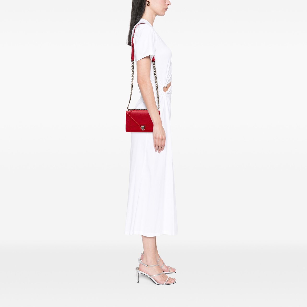 Dior Small Grained Calfskin Diorama Flap Rood