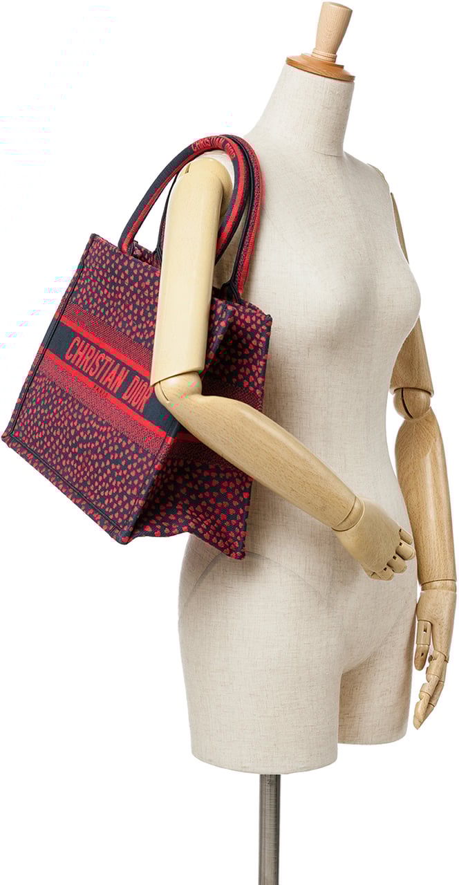 Dior Medium Canvas Pop Hearts I Love Paris Book Tote Rood