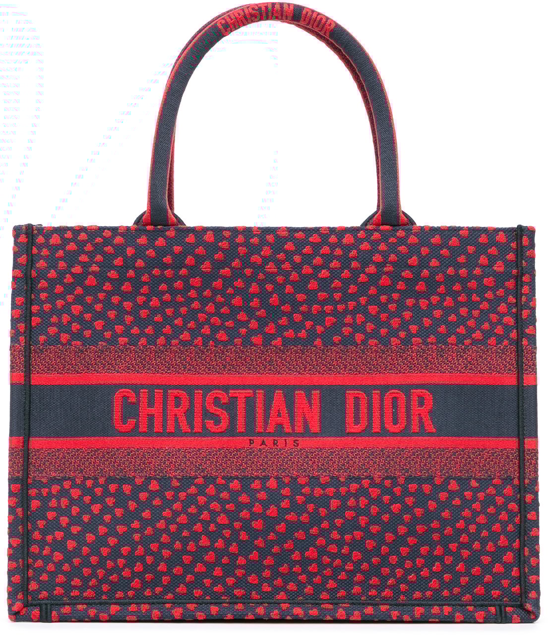 Dior Medium Canvas Pop Hearts I Love Paris Book Tote Rood
