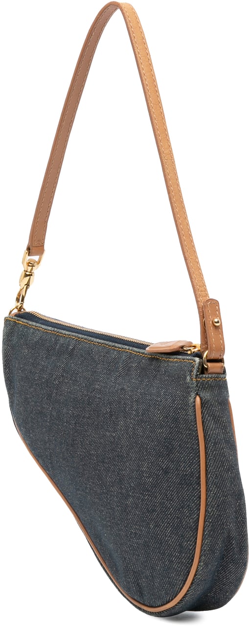 Dior Mini Denim Saddle Pochette Blauw