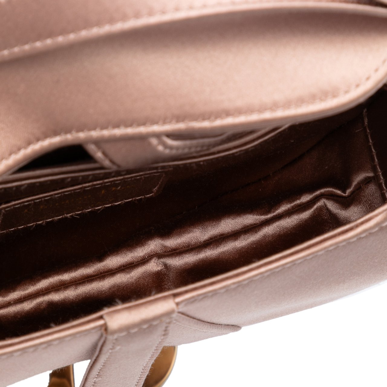 Dior Mini Satin Crystal Embellished Saddle Bag Roze
