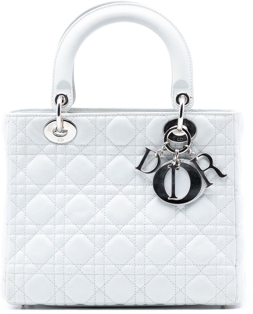 Dior Medium Lambskin Cannage Lady Dior Wit