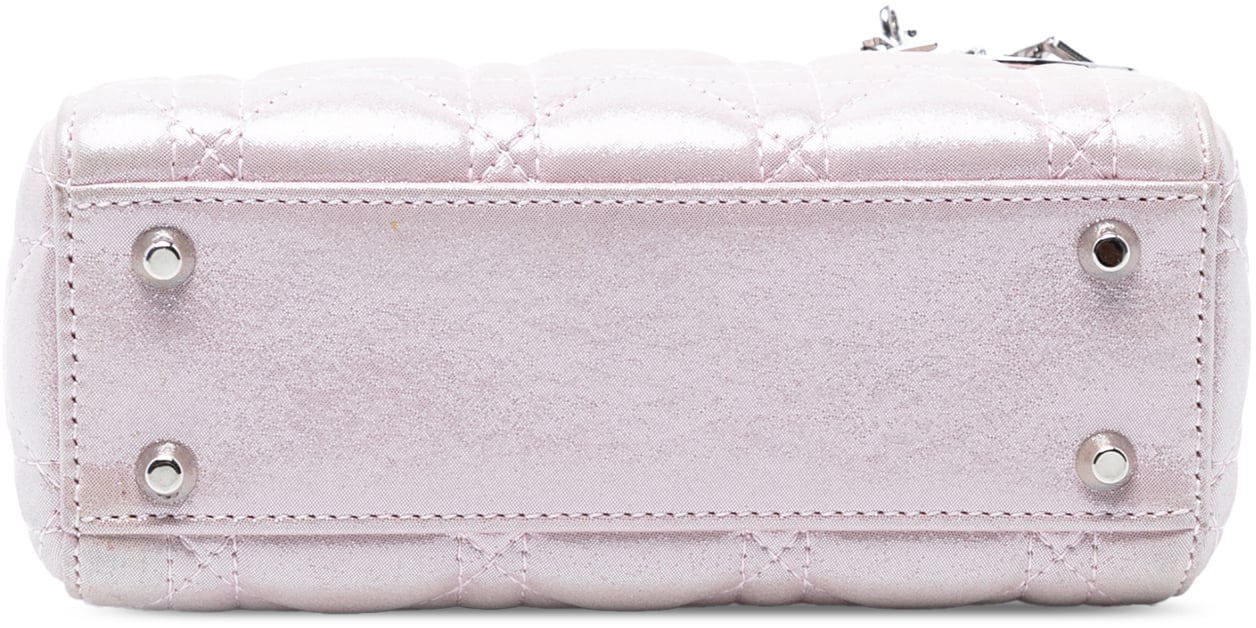 Dior Mini Iridescent Lambskin Cannage Lady Dior Roze