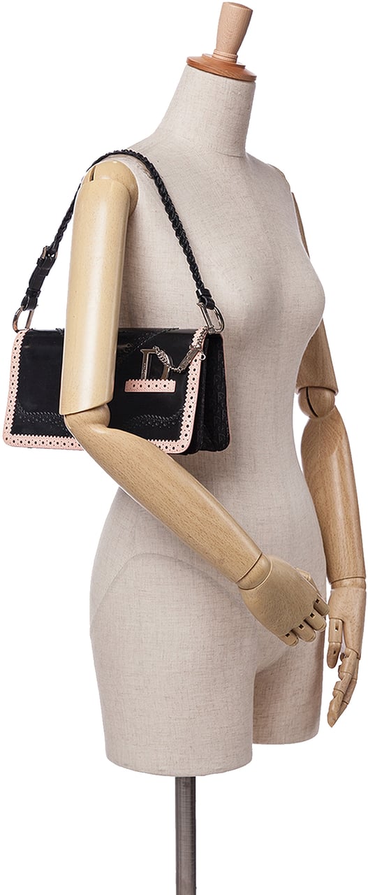 Dior Leather D'Trick Brogue Spectator Bag Zwart