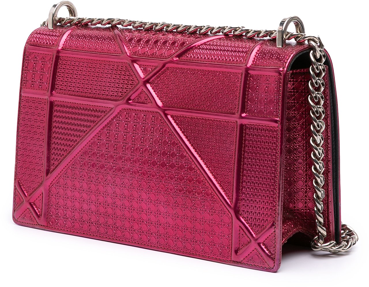 Dior Medium Metallic Patent Microcannage Diorama Flap Roze