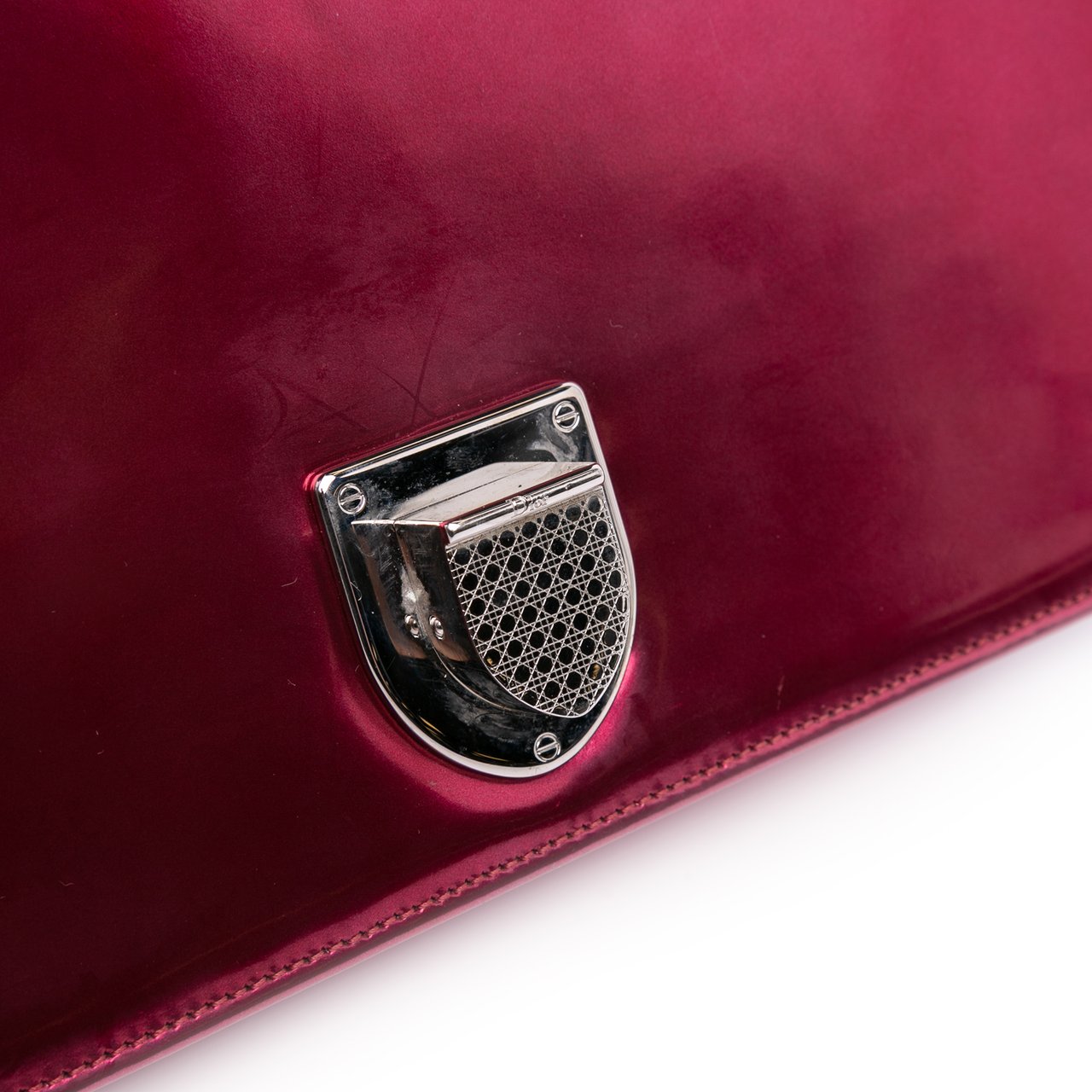 Dior Medium Metallic Patent Microcannage Diorama Flap Roze