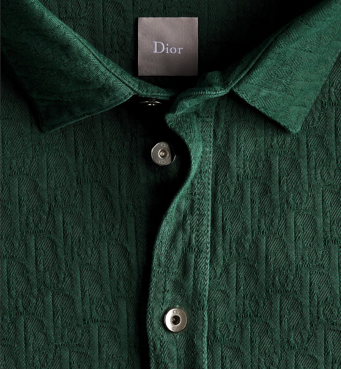 Dior Textured Long-Sleeve Button-Up Shirt Groen