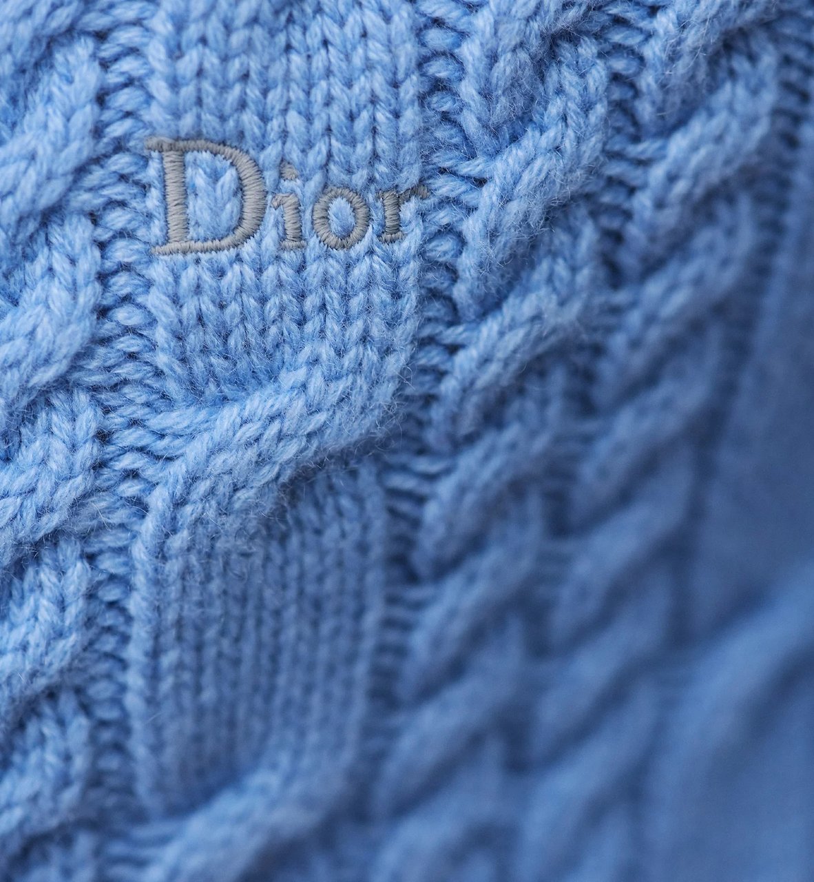 Dior Cable Knit Light Blue Sweater Blauw
