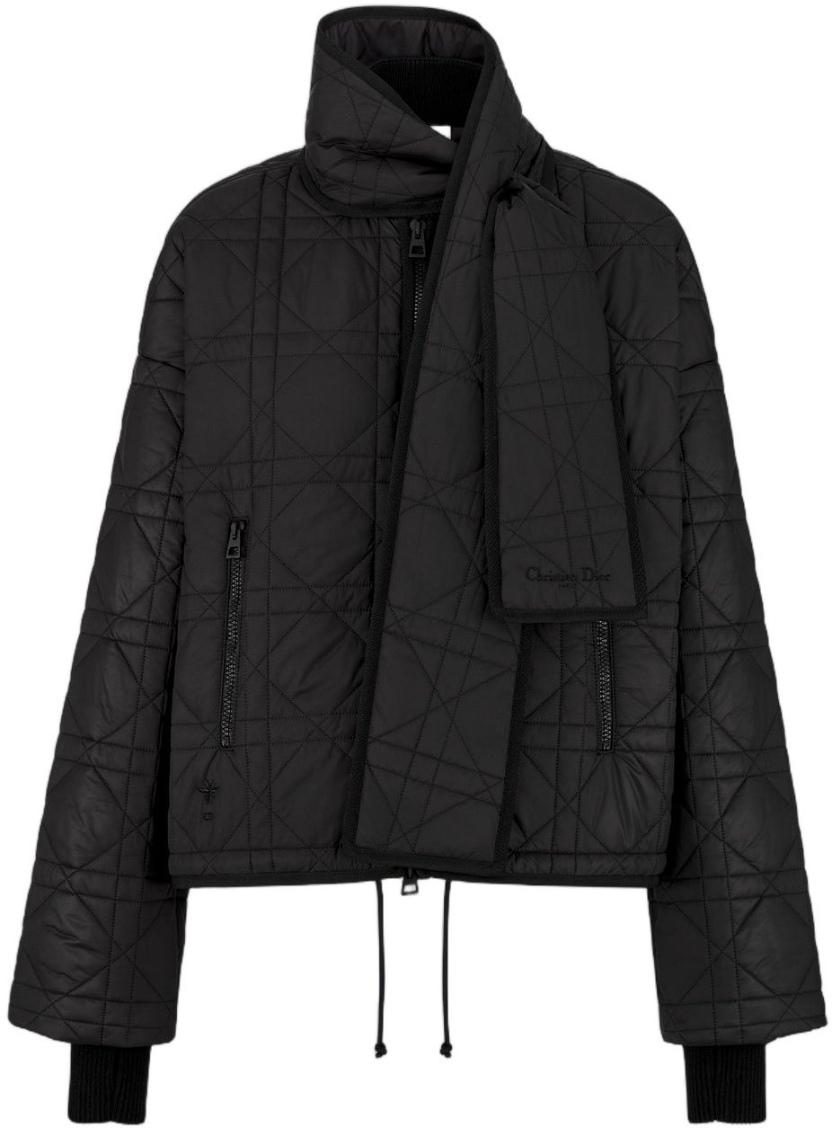 Dior Quilted Black Cropped Boxy Coat Zwart