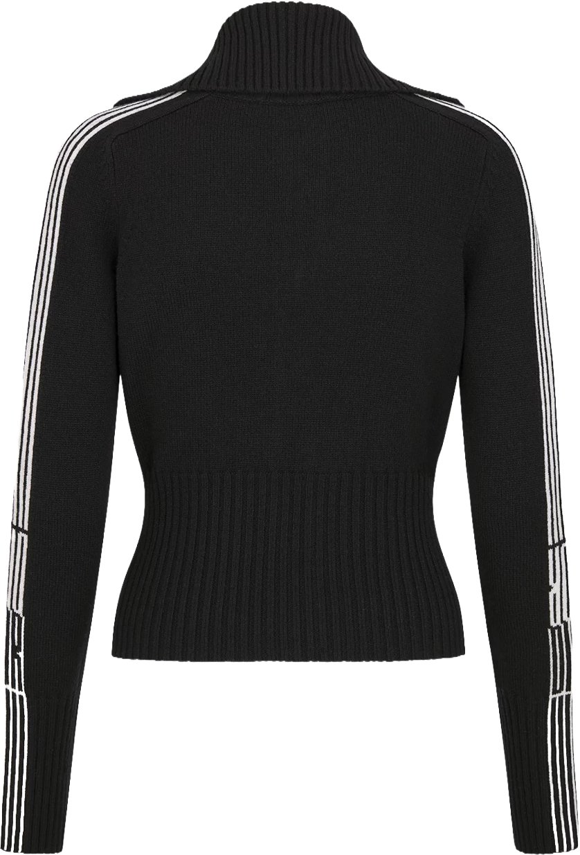 Dior Black Fitted Zip-Up Stripe Accents Jacket Zwart