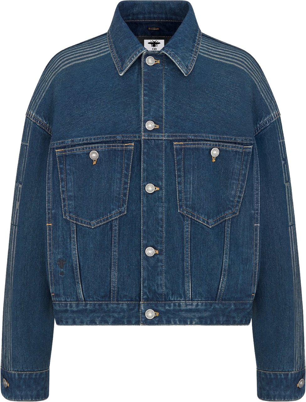 Dior Cropped Denim White Sherpa Collar Jacket Groen