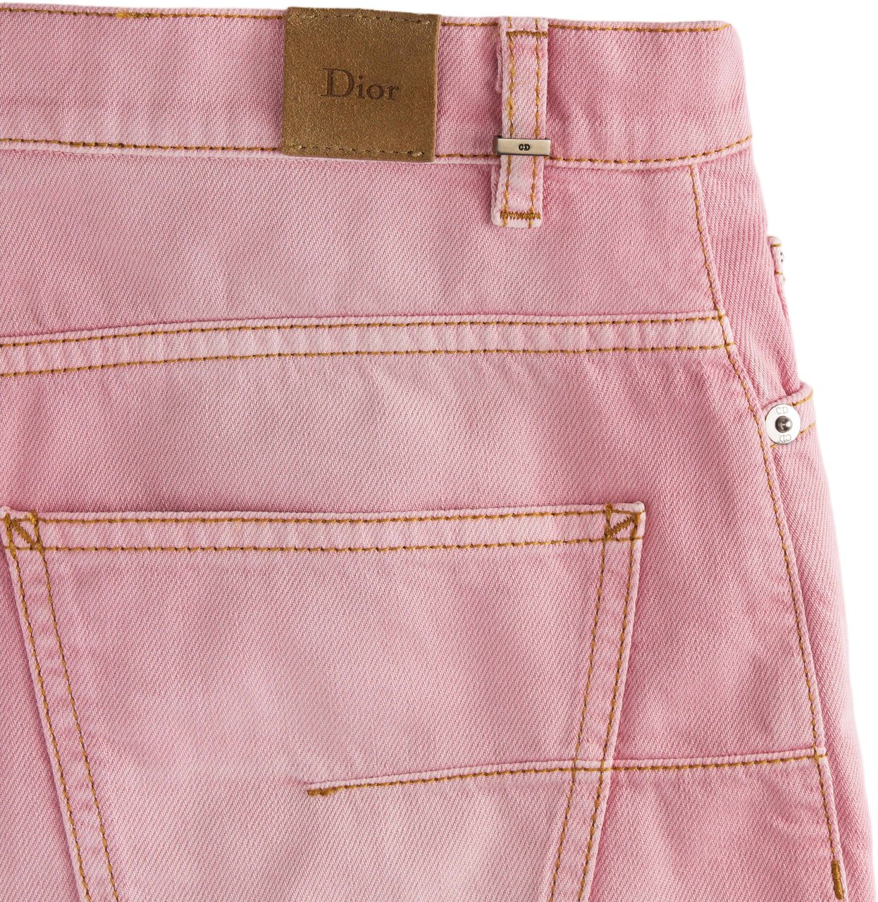Dior Pink Denim Mini Skirt Frayed Hem Roze