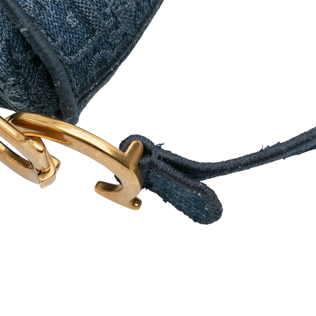 Dior Oblique Embroidered Denim Saddle Bag Blauw